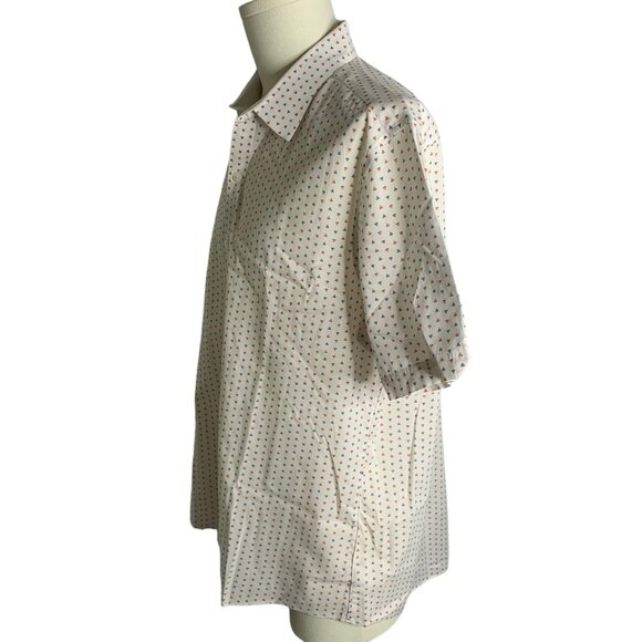 Zachary Prell Button Up Short Sleeve Shirt L White Triangles Cotton Stretch - Picture 3 of 6